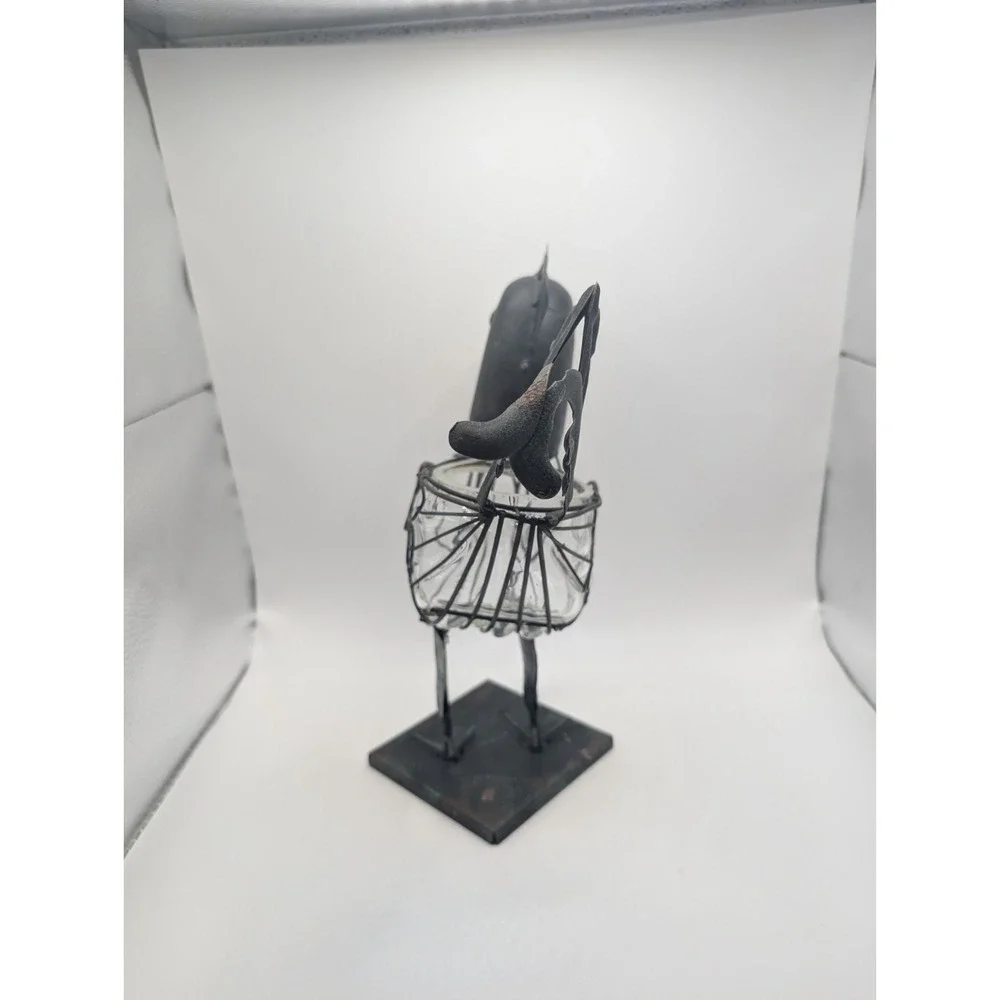 Metal Rooster Glass Insert Holder Farmhouse Kitchen Decor Centerpiece 10.5